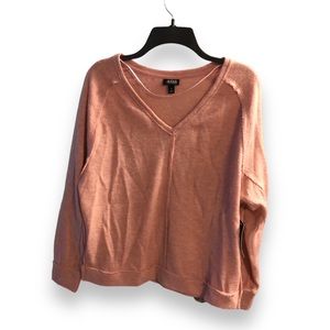 a.n.a. Long Sleeve Pink V-Neck Sweater